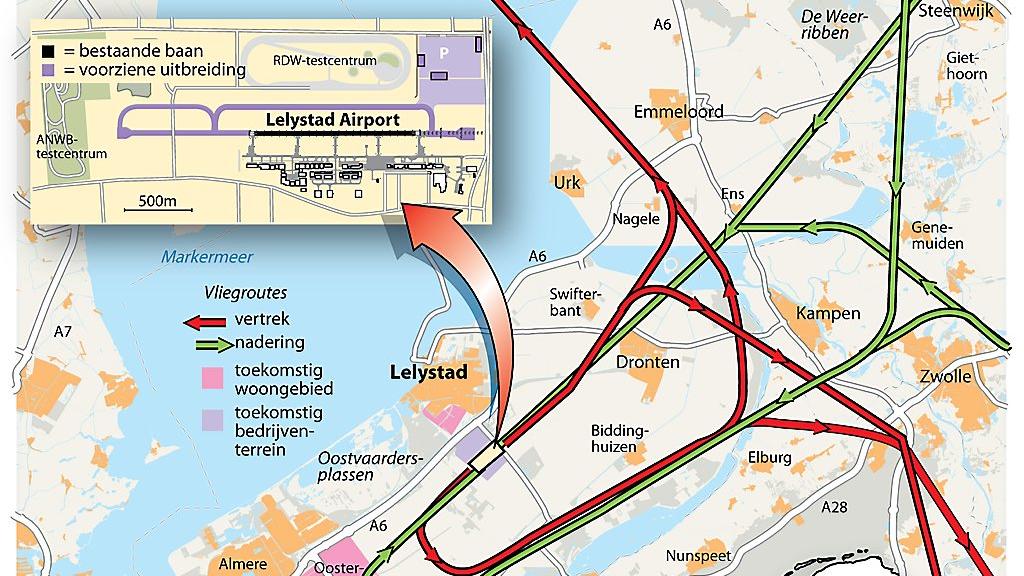 Vliegroutes Lelystad Airport